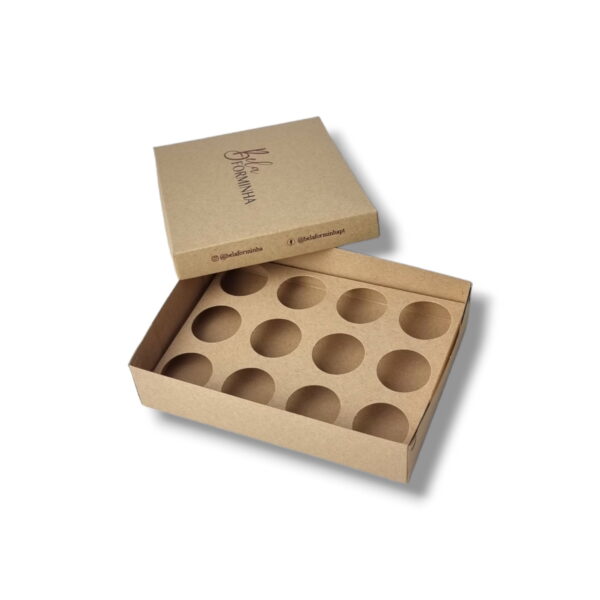 Caixa para 12 brigadeiros Kraft - Personalizada