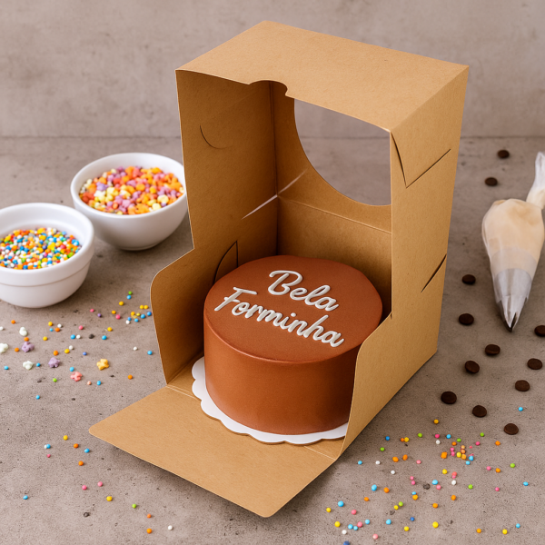 Caixa para Bentô Cake Kraft com visor