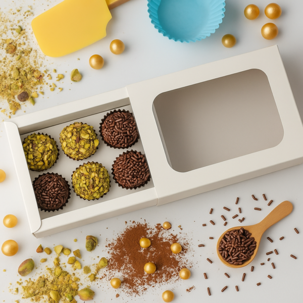 Caixa Elegance para 6 brigadeiros Branca