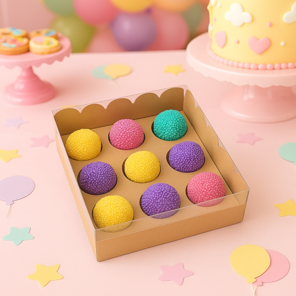 Caixa Bela para 9 brigadeiros Kraft