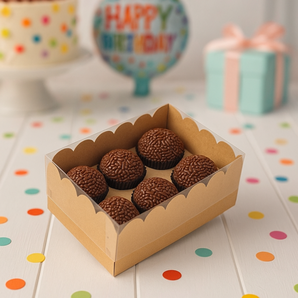 Caixa Bela para 6 brigadeiros Kraft