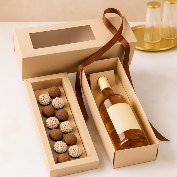 Caixa Garrafa Grande + 12 Brigadeiros Kraft