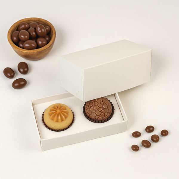 Caixa em papel para 2 brigadeiros Branca