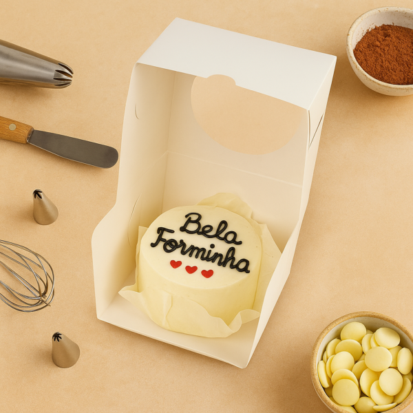 Caixa para Bentô Cake Branca com visor