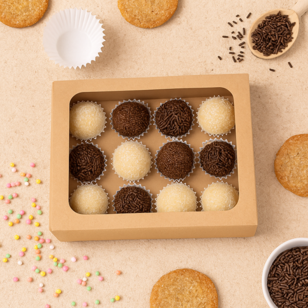 Caixa Elegance para 12 brigadeiros Kraft
