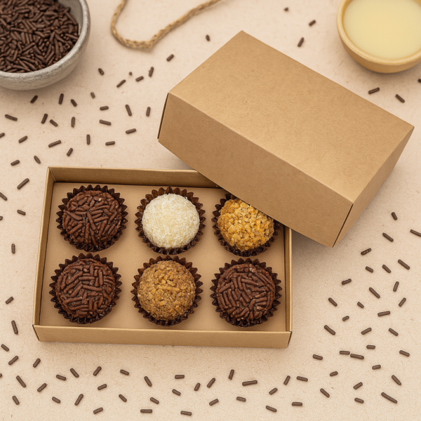 Caixa em Papel para 6 brigadeiros Kraft