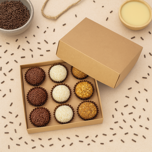 Caixa em Papel para 9 brigadeiros Kraft