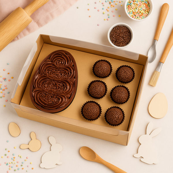 Caixa Master para Ovo de Colher 250/350g + 6 brigadeiros Kraft