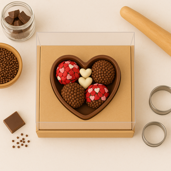 Caixa para Coração de Chocolate 200g Kraft