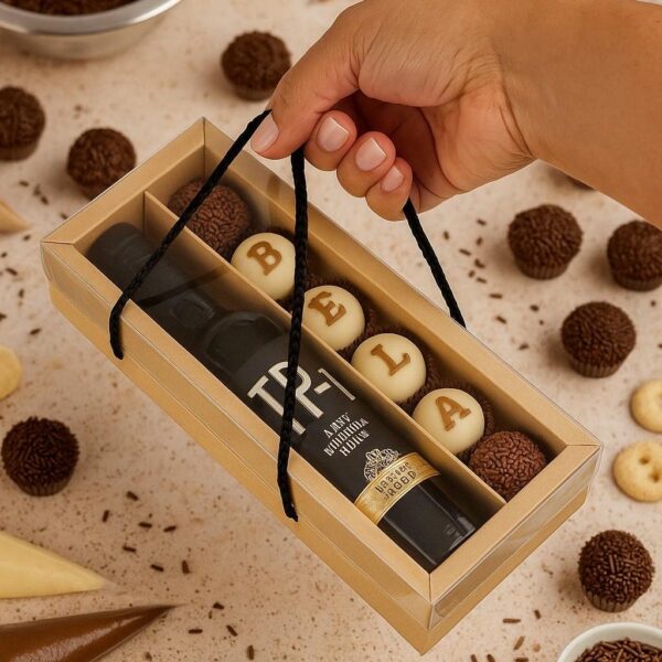 Caixa Garrafa Pequena + Brigadeiros Kraft com alça - Image 2